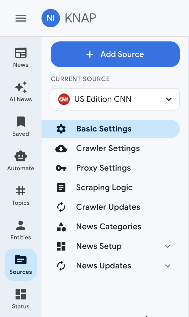 KNAP Engine - Source management